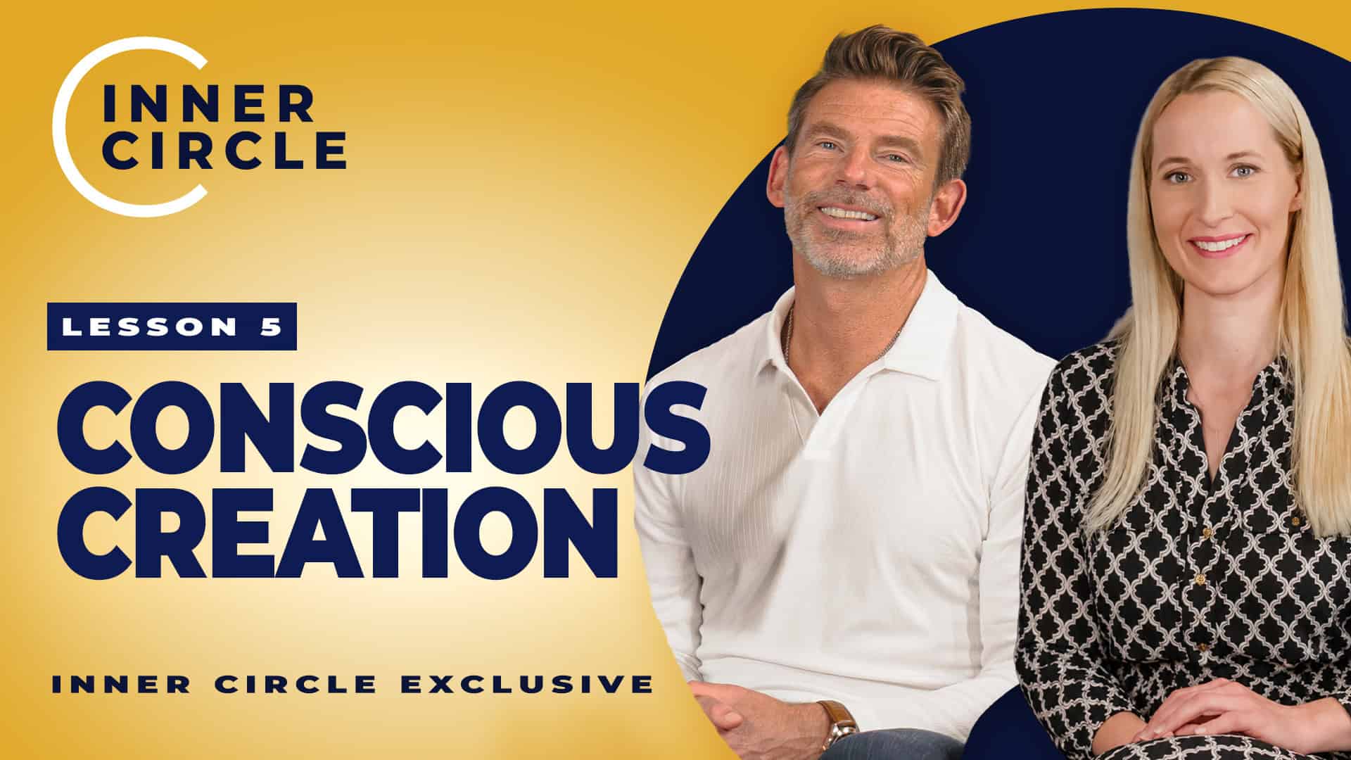 Smiling man and woman discussing conscious creation for Lesson 5.